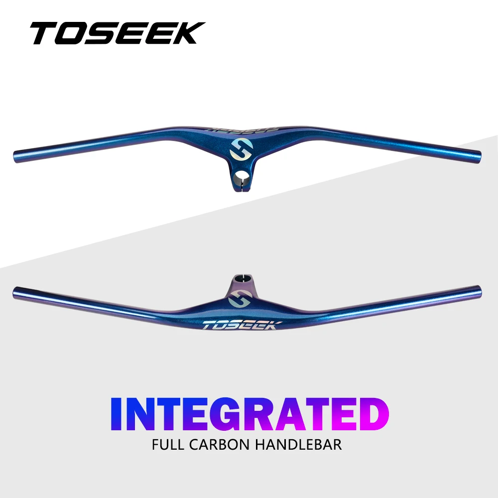 TOSEEK Carbon Bike MTB Integrované Riadidlá a Stonky 17 Stupňov Vidlica 28.6 mm Pre Horské Bicykle Súčiastky Oslniť Modrá