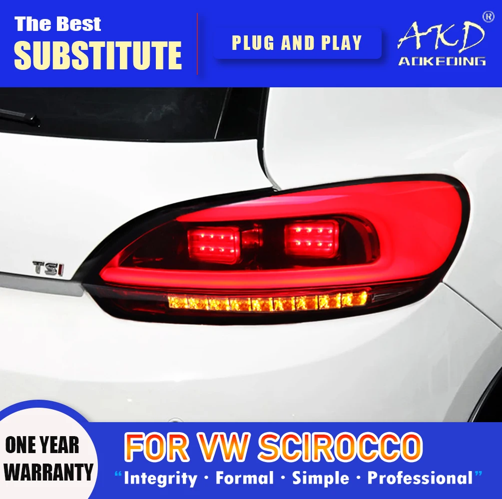 AKD koncových svetiel pre VW scirocco LED zadné Svetlo 2009-2015 scirocco Zadné Hmlové Brzdy Otočte Signál Automobilového Príslušenstva