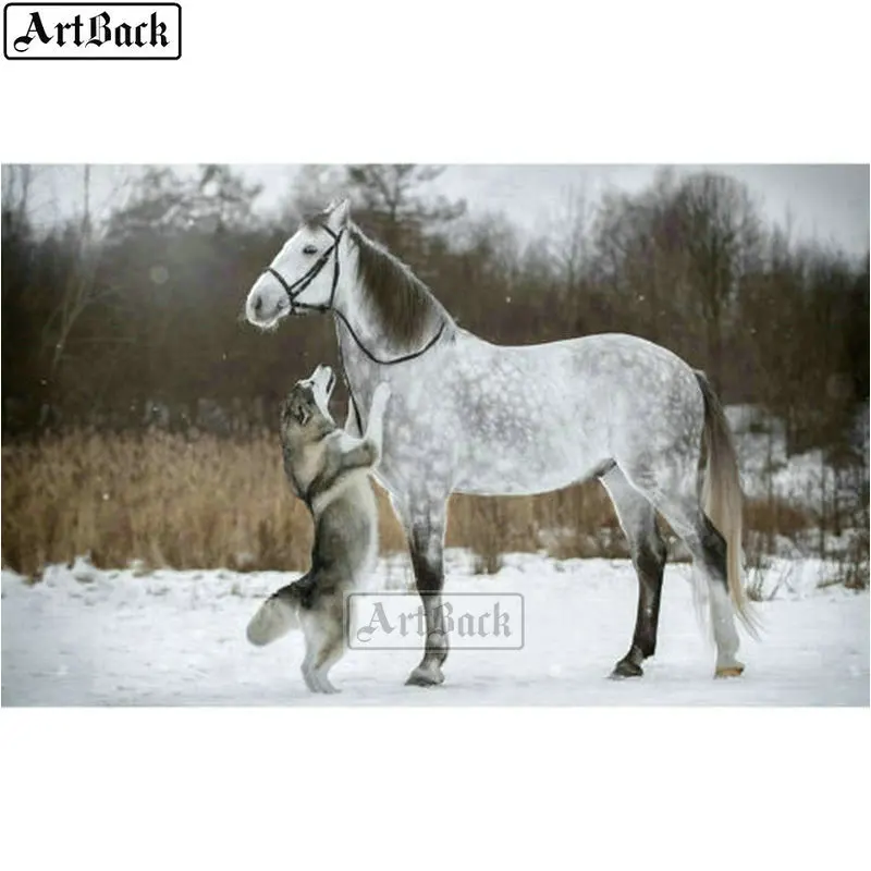ARTBACK plné námestie / kolo kôň diamond maľovanie vlk kôň zvierat v zime diy 5d diamond mozaikové umenie výšivky plavidlá nálepky