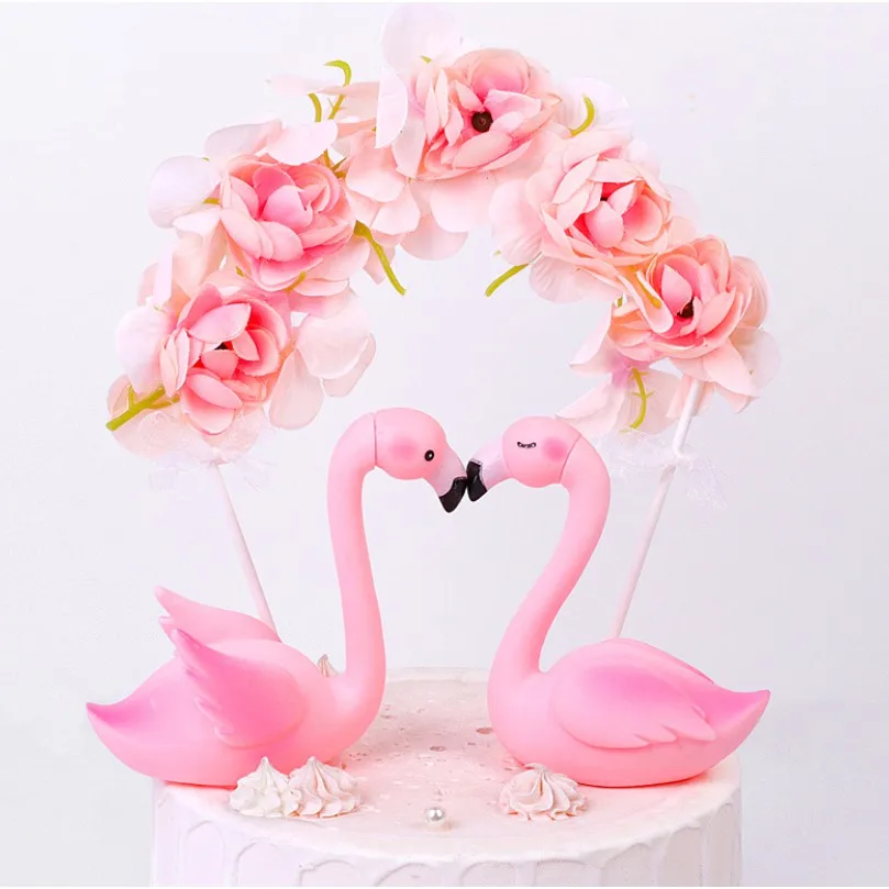 Ružové Plameniaky Tortu Vňaťou Swan Tortu Vložiť DIY Výročie Svadby, Narodeniny, Valentína Dekorácie 0