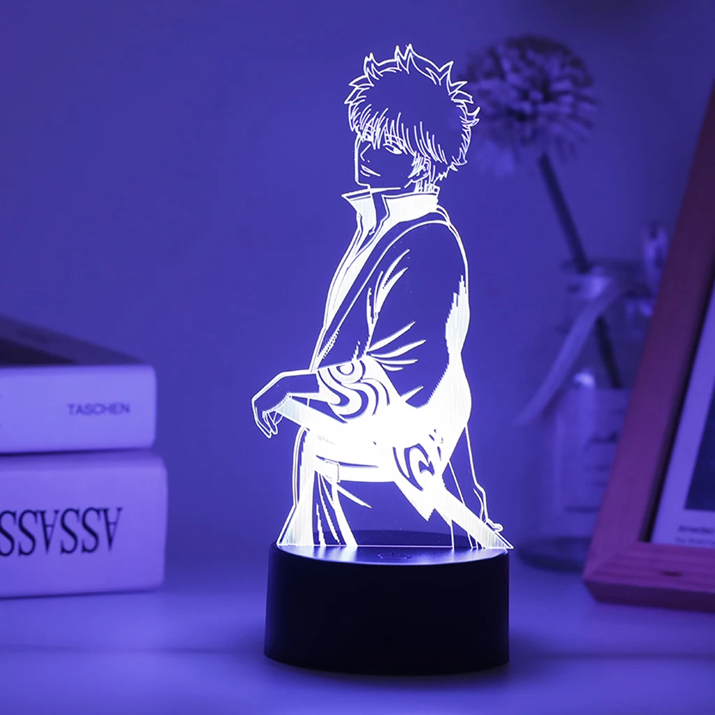 Anime 3D Lampa Gintama Gintoki Sakata Led Nočné Svetlo Pre kancelársky Stôl Dekor Farebné Nightlights Dieťa Najlepšie Darčeky, Útok Na Titan 0