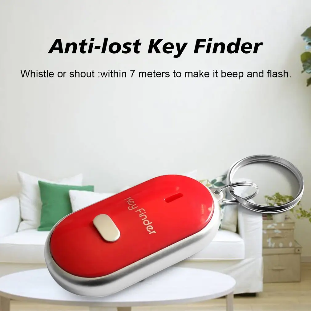Mini Pískať Proti Strate KeyFinder Alarm Peňaženky Pet Tracker Smart Blikajúce Pípanie Vzdialený Hľadáčik Keychain Tracer Key Finder + LED 1