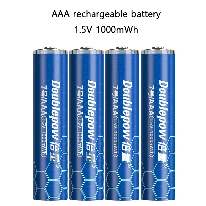 Doublepow AAA 1,5 V 1000mwh USB nabíjateľné batérie Lítium-iónové batérie pre Diaľkové ovládanie bezdrôtovej myši + Kábel Vysoká kapacita