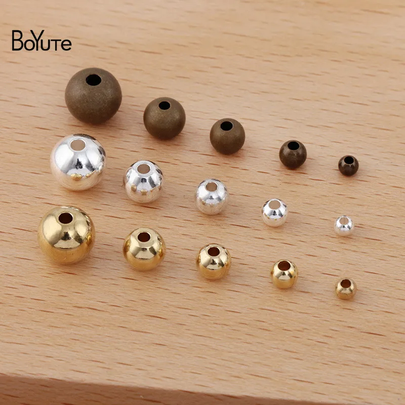 BoYuTe (500 Ks/Lot) 3-4-5-6-8 mm Kov Mosadz Korálky Diy Sústruh Pevné Dištančné Perličiek Ručné Materiálov pre Šperky Robiť