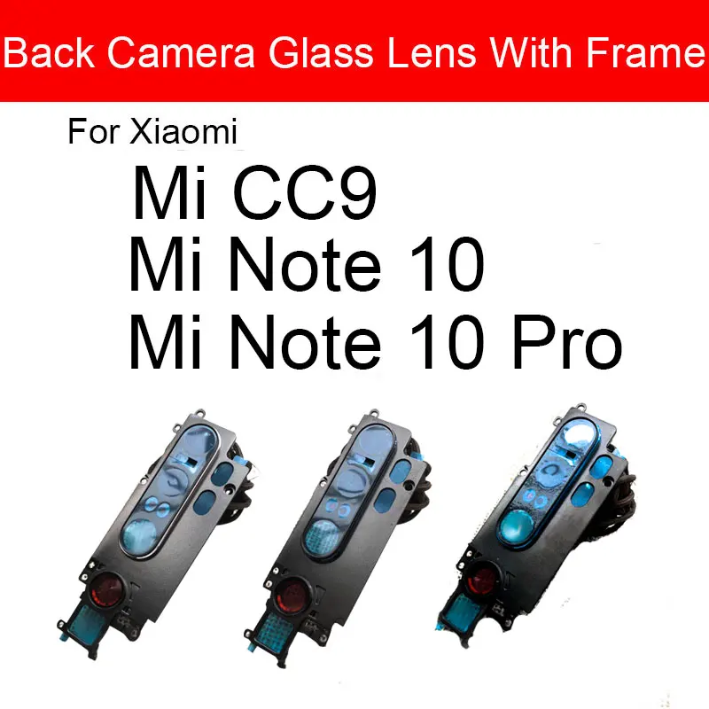 Späť Fotoaparát, Objektív Sklenený Kryt Rámu Pre Xiao Mi Poznámka 10 Pro CC9 Pro Hlavné Veľké Zadná Kamera Kryt Rámu Nálepky Opravu, Výmenu