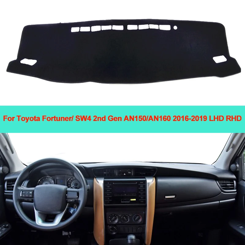 Auto Vnútorné Panel Kryt Dash mat Koberec, Vankúš slnečník Pre Toyota Fortuner / SW4 2nd Gen AN150/AN160 2016 2017 2018 2019 0