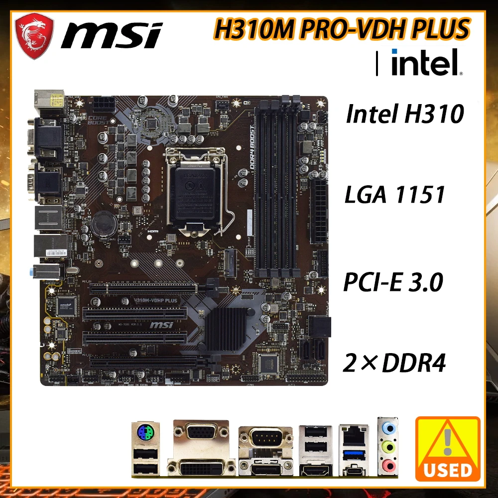 MSI H310M-VDHP PLUS Doska LGA 1151 základná Doska Intel H310 DDR4 64GB PCI-E 3.0 USB3.1HDMI m-ATX Pre 9./8. Gen Intel Core 0