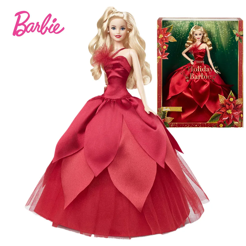 Pôvodné Barbie Podpis 2022 Holiday Barbie Bábika (Blond Vlasy) 6 Rokov a Do Hby03 Zberateľskú Hračky pre Dievčatá Vianočný Darček 0