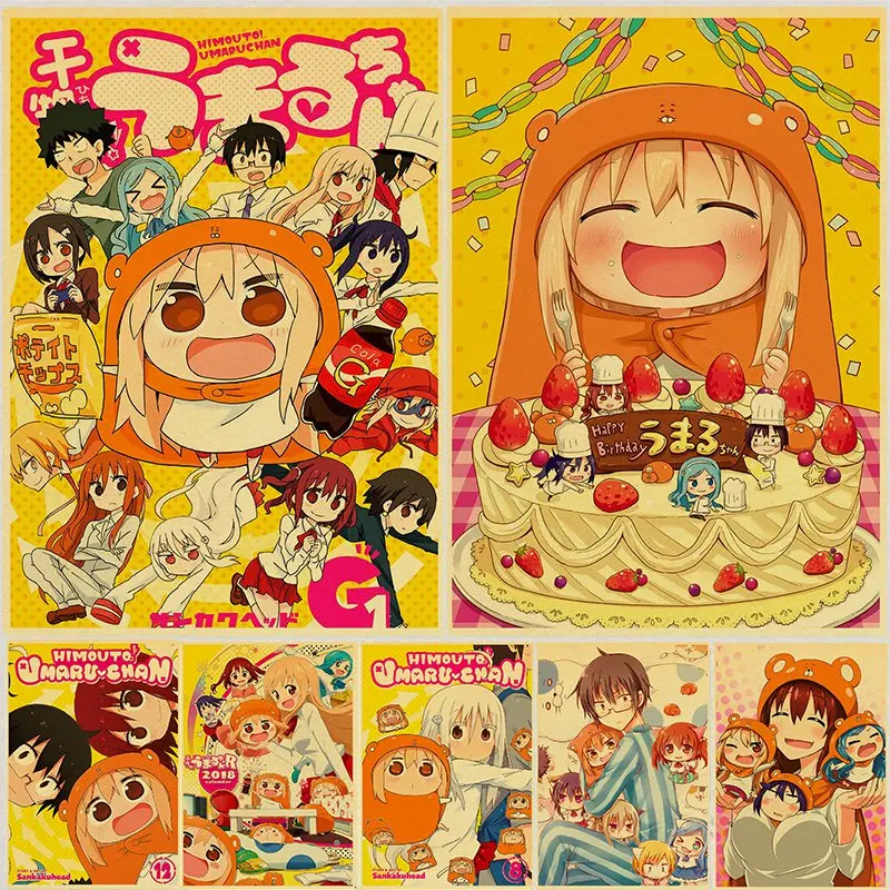 Anime Himouto! Umaru-chan Plagát na Stenu Kraft Papier Maľovanie Domova Japonské Kreslené Cute Girl Izba Dekor Samolepky na Stenu