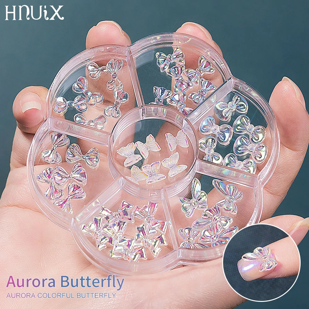 HNUIX 3D Živice Motýľ Lesk AB Nail Art, Ozdoby Leto Doma Módne Nechty Ornament Manikúra Obtlačky Príslušenstvo