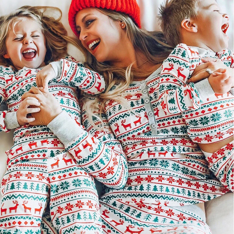 Rodina Vzhľad Zimné 2022 Nový Rok Matka, Dcéra, Rodina Zhodné Páry Vianočné Módne Pyžamá Matka Deti Na Vianoce Pyžamá