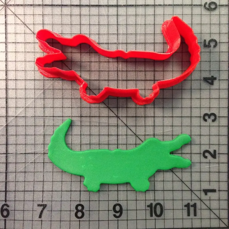 Roztomilé Dieťa Krokodíla a Alligator Fondant Zdobené Cookie Cutter 3D Vytlačené potravinársky Plastové 4
