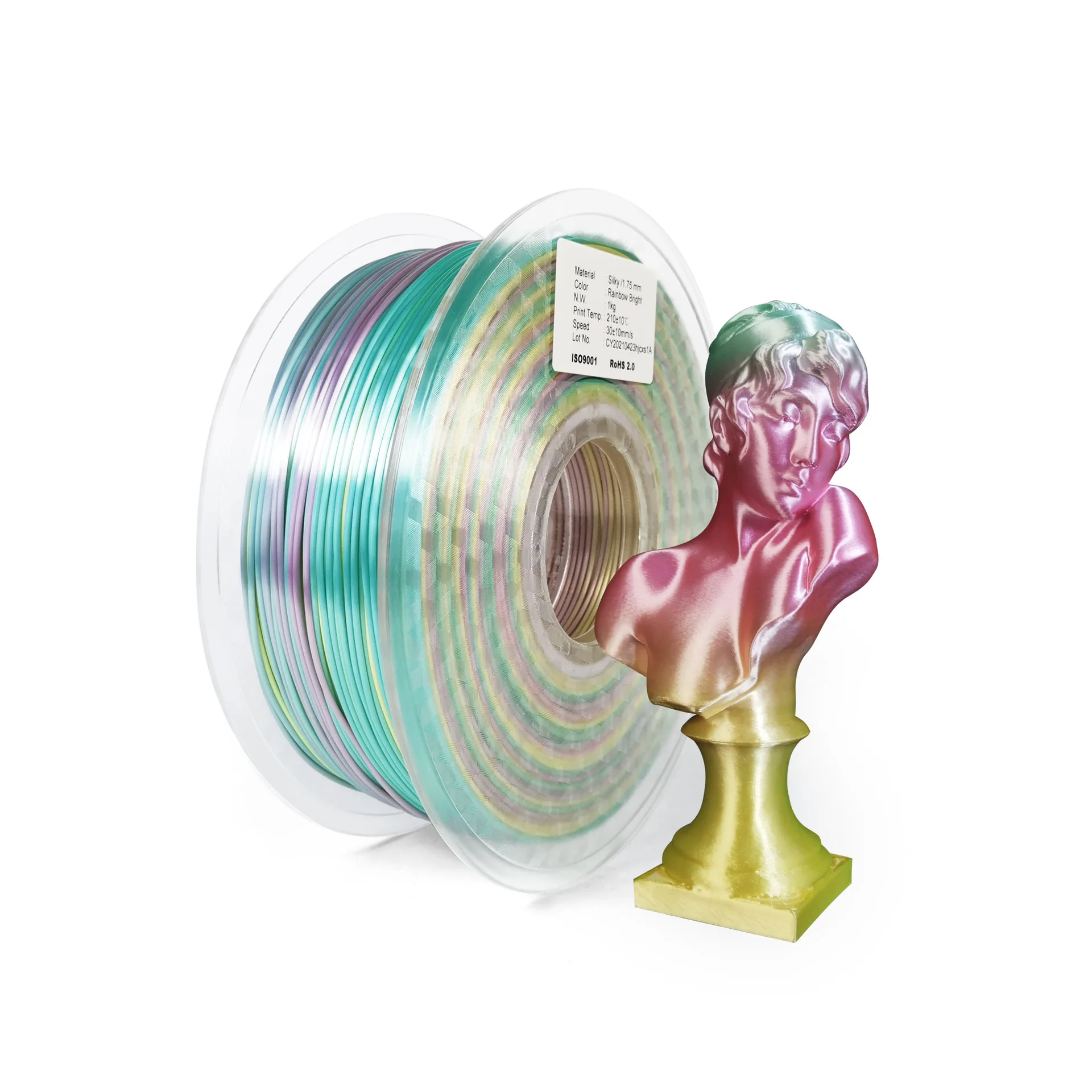 1.75 mm Hodváb Rainbow CHKO 3D Tlačiarne Vlákna 500g/1 kg Vlákna Hodvábny Lesk 3D Tlač Materiálov Lesklé Kovové Vlákna 4