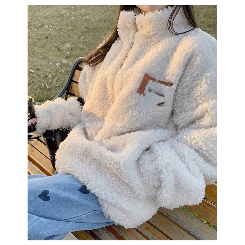 ADER CHYBA vysokokvalitného jahňacieho vlny kabát žena 21autumn a zimné nový štýl kórejský hrubé baránok velvet bavlna zips bunda Unisex 0