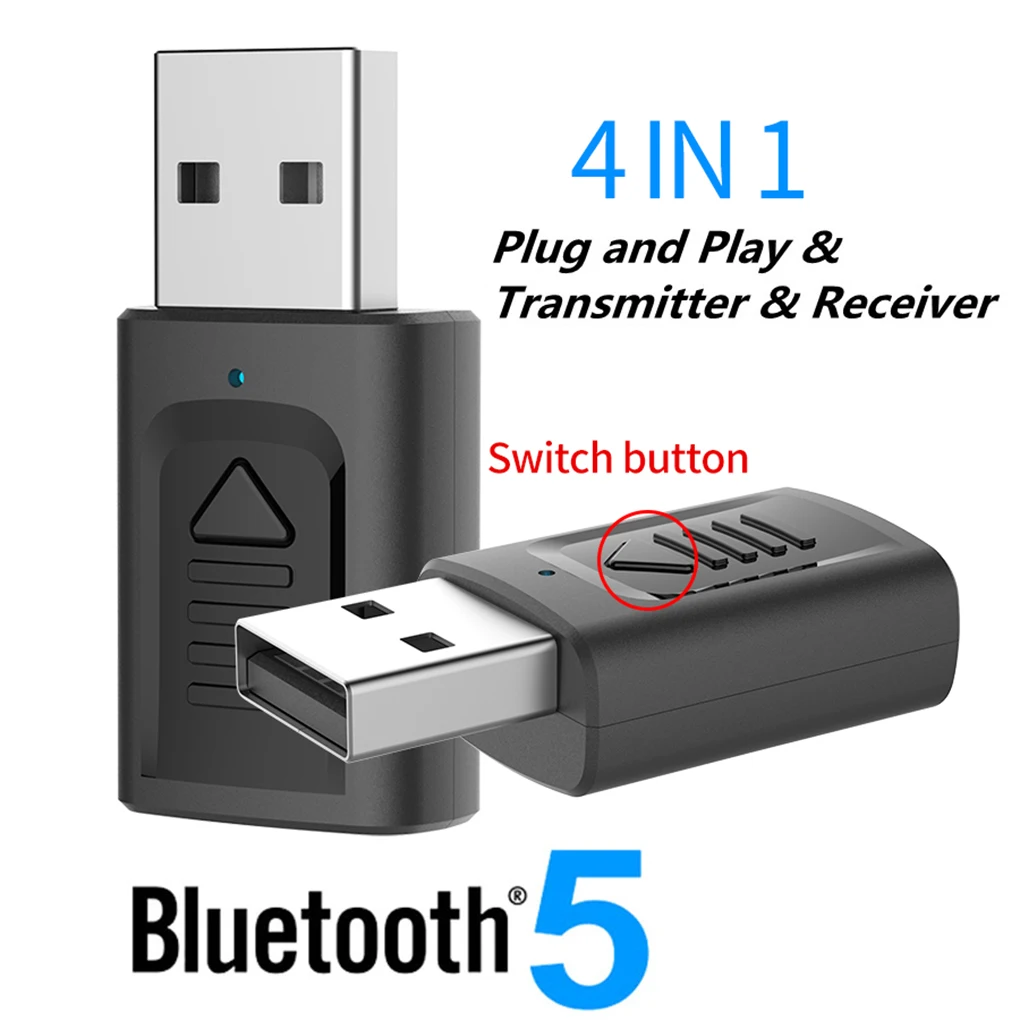4 V 1 Bluetooth 5 0 Audio Prijímač, Vysielač Bezdrôtového Adaptéra Mini 3, 5 mm AUX Stereo Bluetooth Vysielač Pre TV, PC, Auto