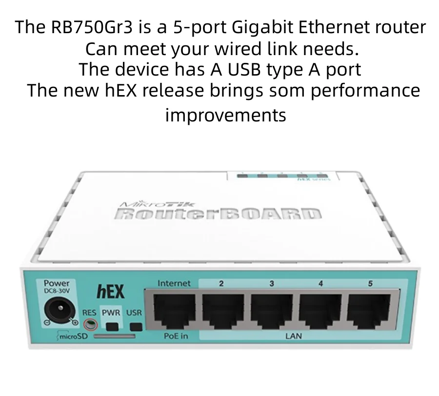 MikroTikRB750Gr3 Gigabit Ethernet router Hex mini 5-port širokopásmové SNSĽP mäkké smerovanie otdr de fibra optica fibra óptica