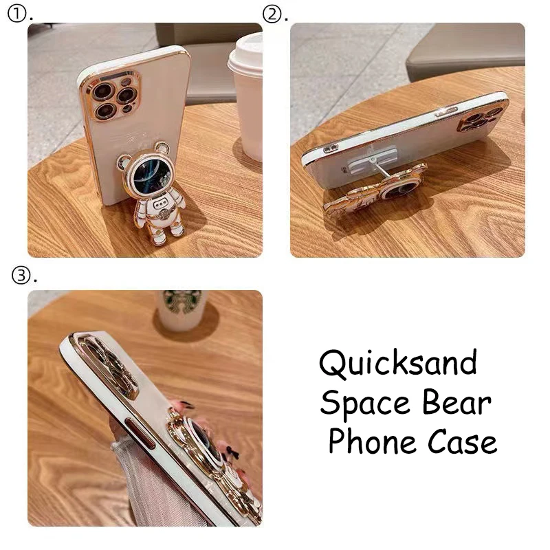 Roztomilý Quicksand Priestor Medveďa Telefón puzdro Pre iPhone 14 13 12 11 Pro Max Silikónové Shell Pre iPhone 14 Plus 13 12 11 Stojan Kryt 5