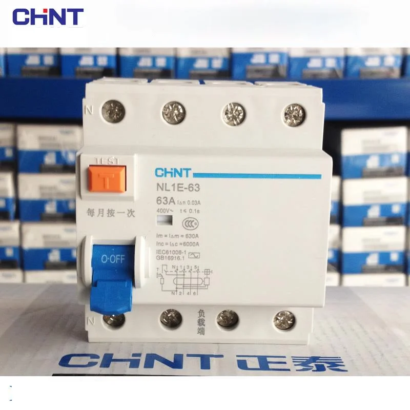 CHINT NL1E-63 3P+N, 4P 40A 63A 25A 30MA RCCB 50HZ/60HZ Elektronické Elektrické Úniku Istič Zvyškový prúd ochrana