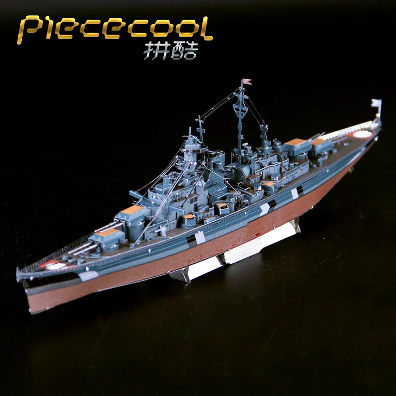 Cool 3D kovov puzzle DIY montáž model battleship Bismarck nástroja display box