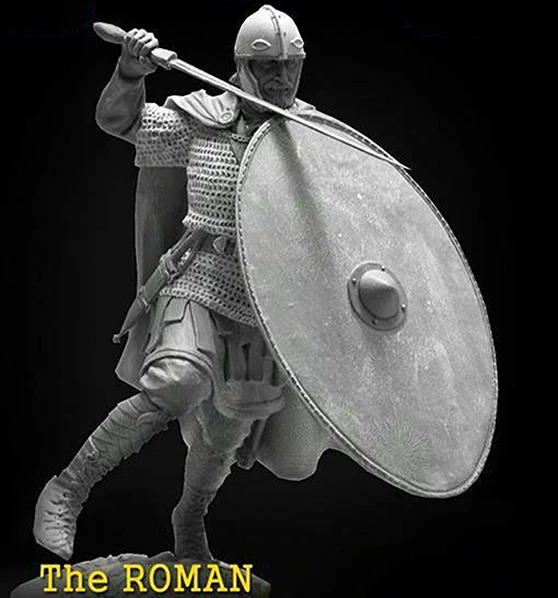 1/24 75mm staroveký rímsky bojovník stojan s shield Živice obrázok Modelu súpravy Miniatúrne gk Unassembly Nevyfarbené
