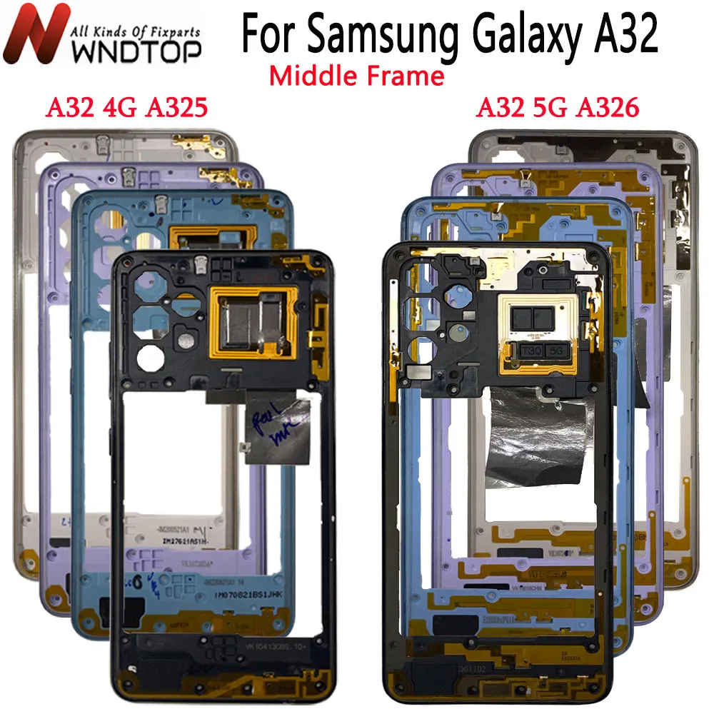 Pre Samsung Galaxy A32 4G A325 5G A326 Stredný Rám S Bočným Bottun Bývanie Prípade Náhradný Diel Pre Samsung A32 Strede Rámu