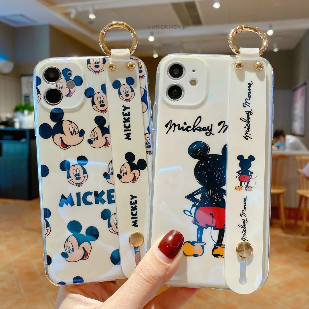 Roztomilý Kreslený Disney Mickey Mouse Ochranné Puzdro Pre Iphone11 12 13 Pro Max Mni 7 8 Plus Se X Xs Xr Estetické Prípade Náramok Y2k 4