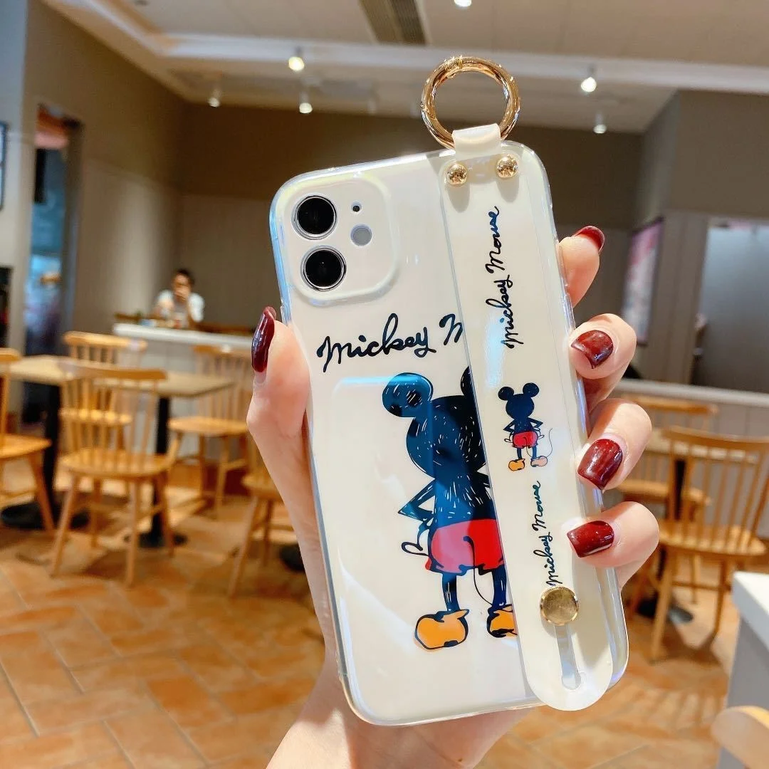Roztomilý Kreslený Disney Mickey Mouse Ochranné Puzdro Pre Iphone11 12 13 Pro Max Mni 7 8 Plus Se X Xs Xr Estetické Prípade Náramok Y2k 5