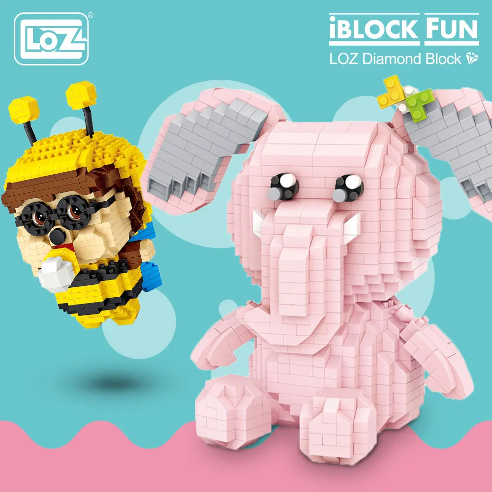 LOZ Diamond Blokov Bee Ružový Slon Cartoon Zvierat Model Micro Stavebné Bloky Vzdelávacie Darčeky DIY Tehly Hračky pre Deti,