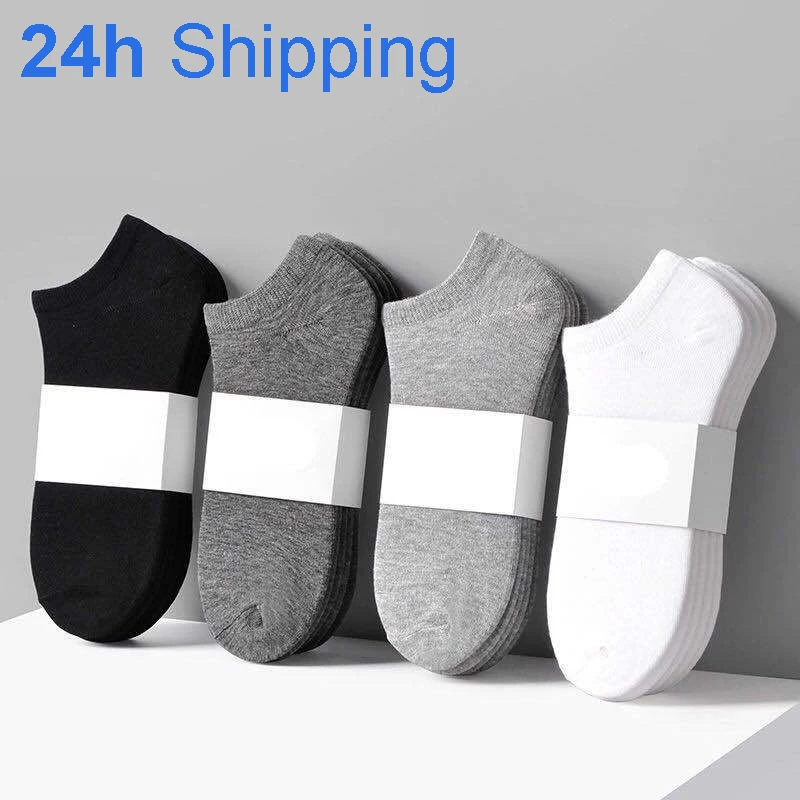 10 Párov Žien Priedušné Ponožky Športové ponožky Farbou Loď ponožky Pohodlné Bavlnené Ponožky Biela Čierna