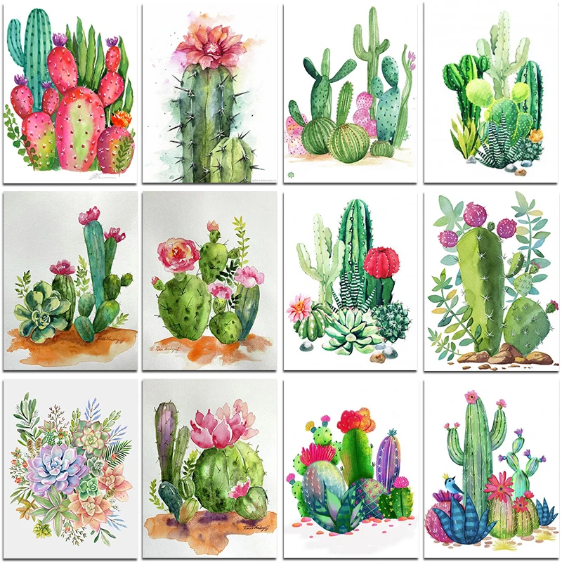 AB Farebné Diamind Maľovanie Kaktus 5D Plné Námestie Diamond Výšivky Mozaika Rastlinných Ručné Remeselné Kit Pre Home Decor