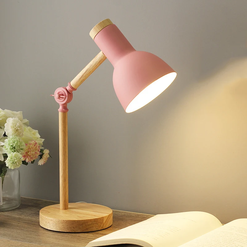 LED Tabuľka Stolná Lampa Tvorivé Nordic Drevené Umenie Železa Skladacie Spálňa Ochrana Očí Svetla na Čítanie, Jednoduchá Obývacia Izba Domova 5