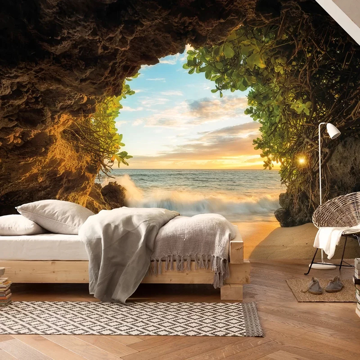 Krásne prirodzené lesné gobelín stene visí boho hippie magic mandala obývacia izba pozadí steny gobelín