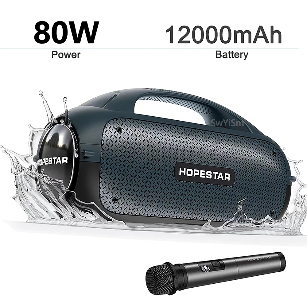 Hopestar A50 80W Bezdrôtové Bluetooth Reproduktor Nepremokavé Hudby Vonkajšie super Bass Prenosný Zvuk Stĺpec Subwoofer s Mikrofónom